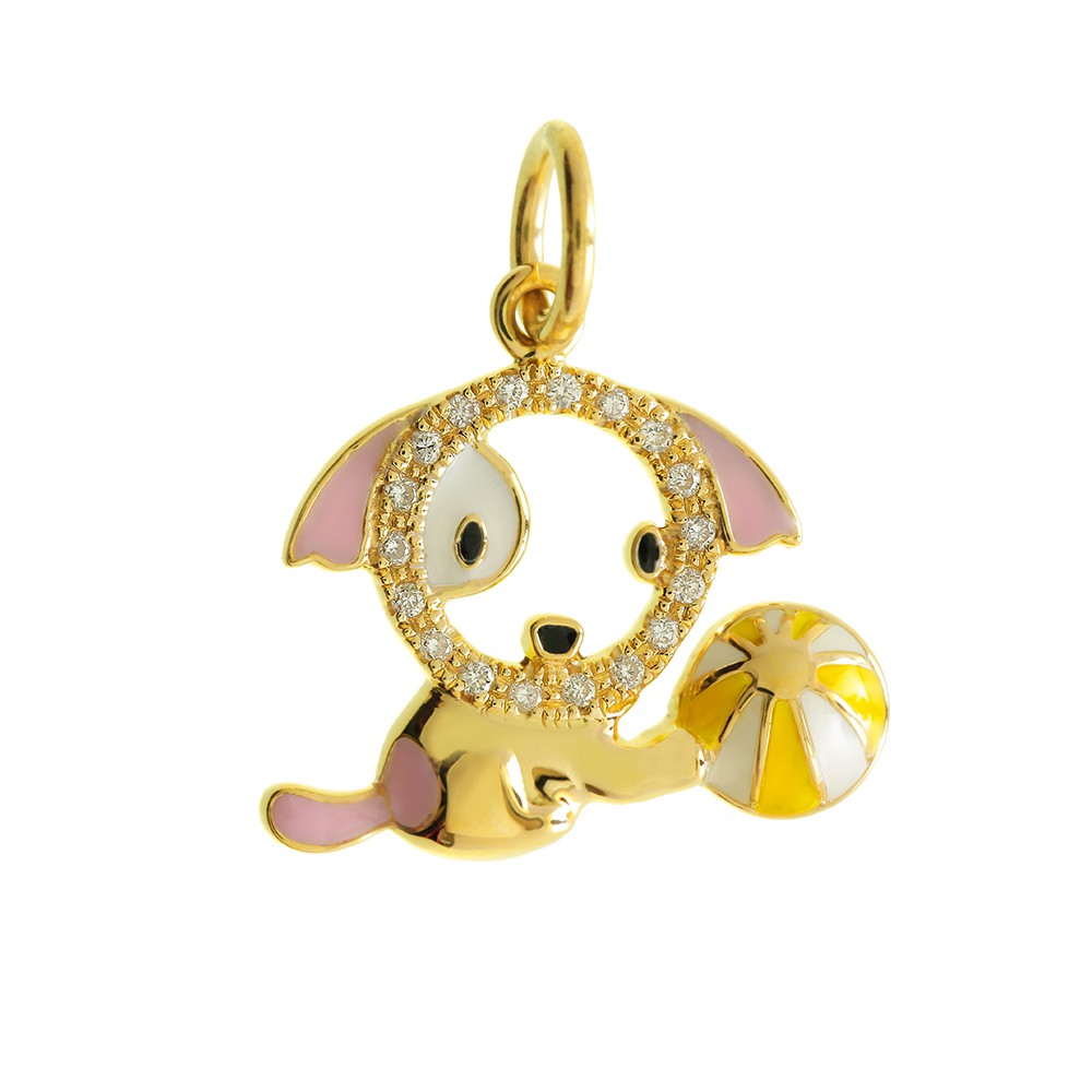 Liontin Berlian dan Emas 75% Puppy Beach Ball