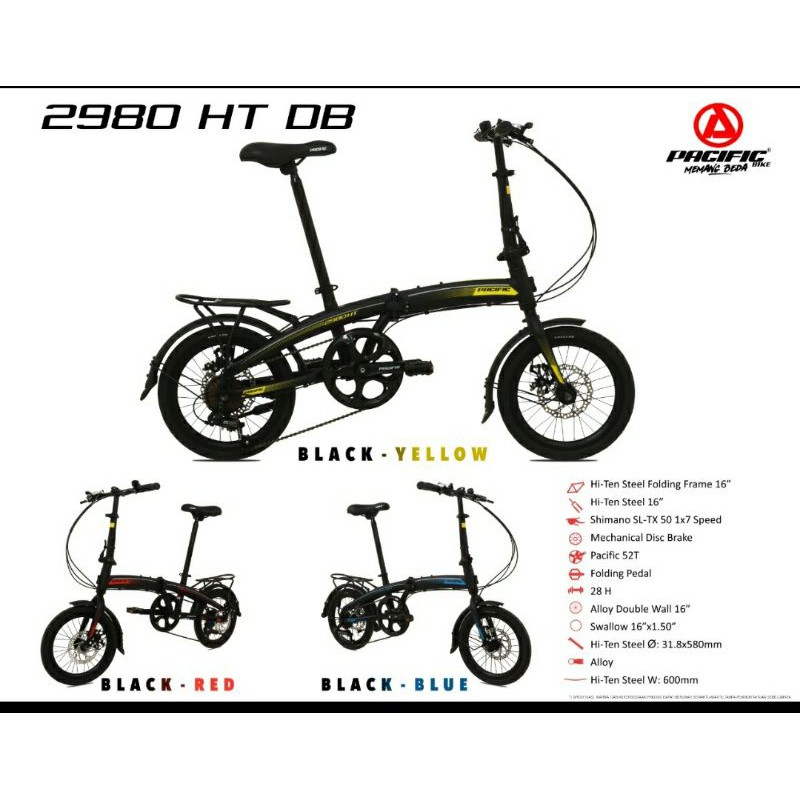 Sepeda lipat 16 inch Pacific 2980 HT DB