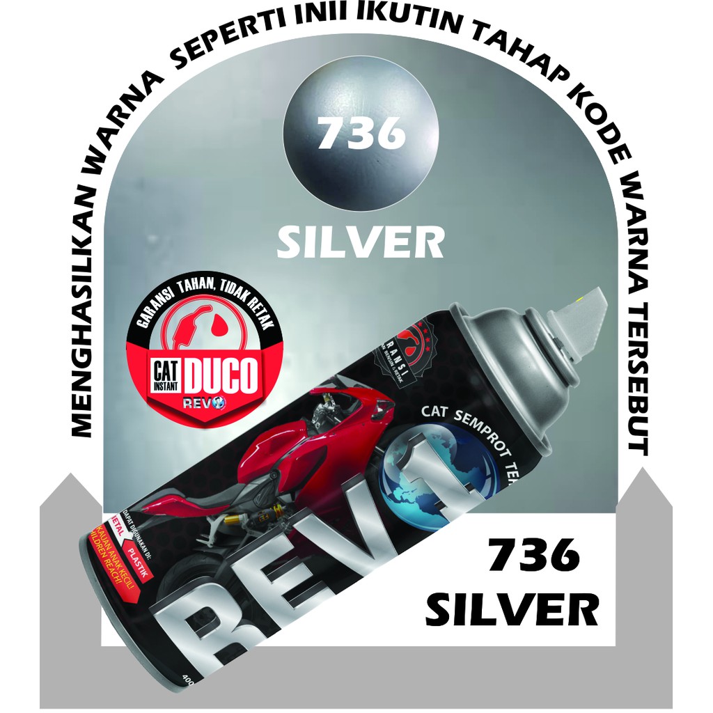 Pilok Revone  Warna Silver / Cat Semprot Mobil & Motor / Pilox Tahan Bensin