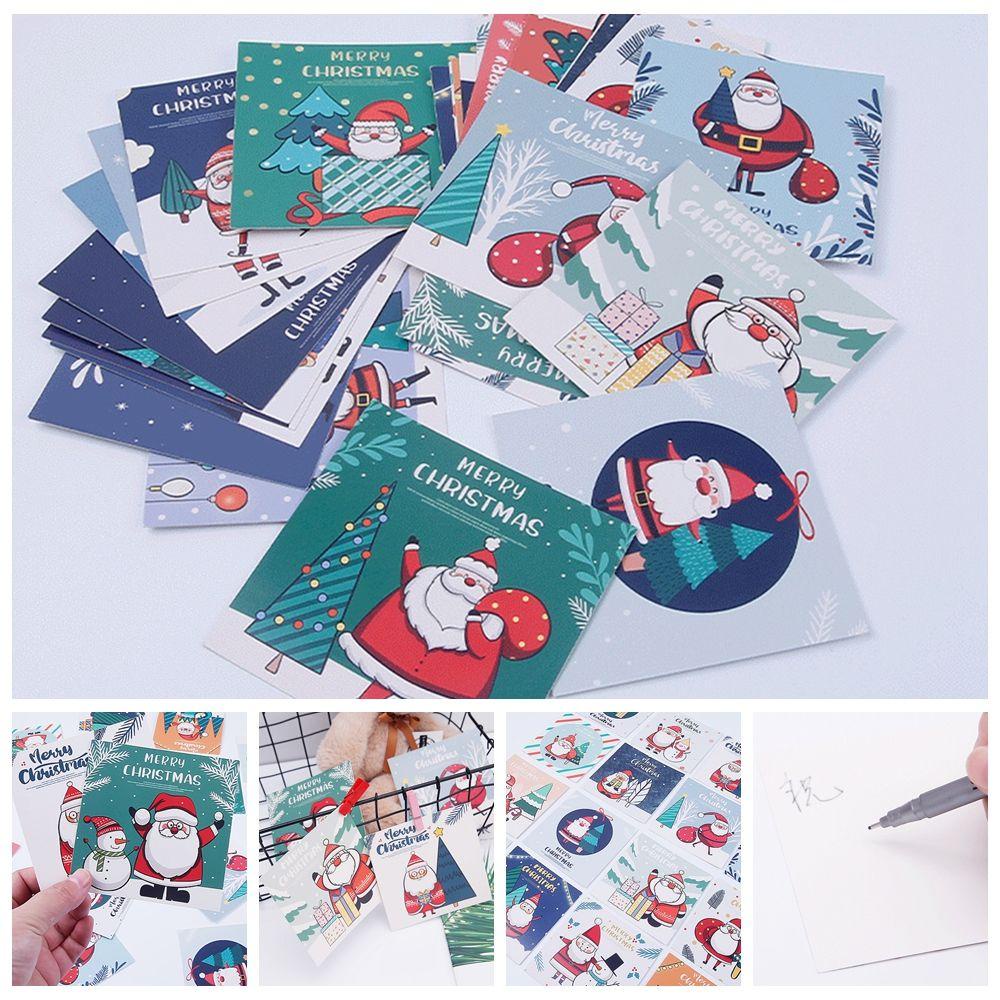 R-flower 30PCS Kartu Ucapan Merry Christmas Berkah Kreatif Xmas Perlengkapan Tahun Baru Mini Greeting Postcard
