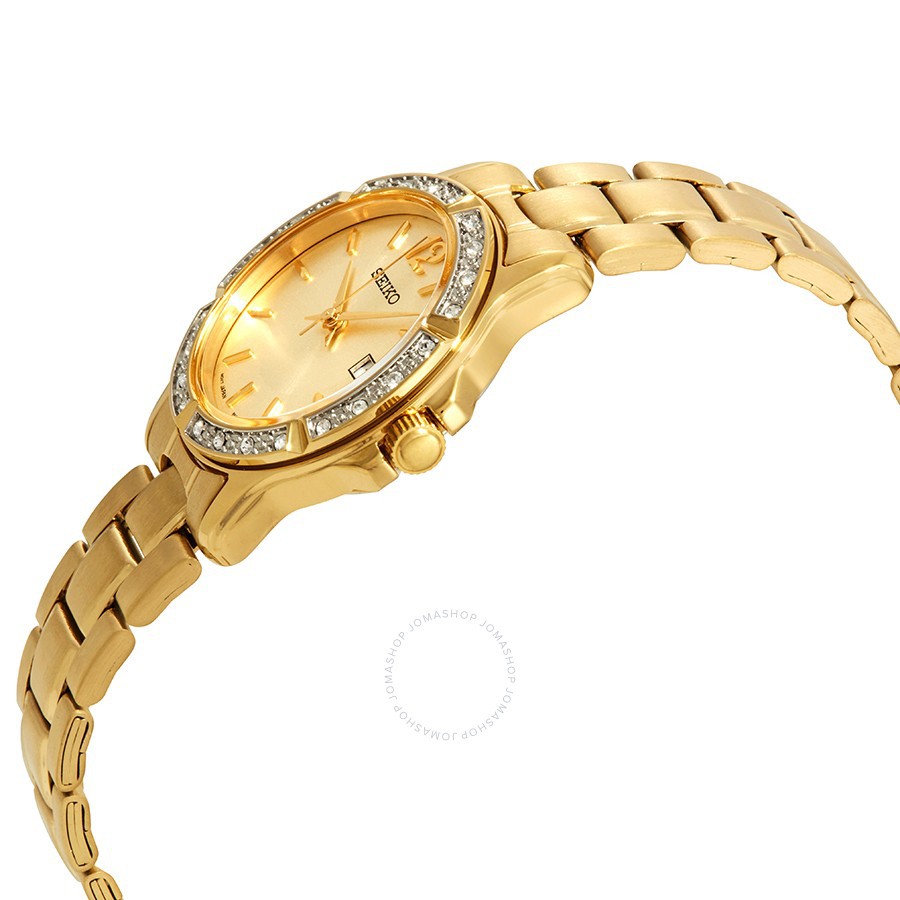 Seiko Ladies SUR714P1 Swarovski Gold Coating - Jam Tangan Wanita SUR714