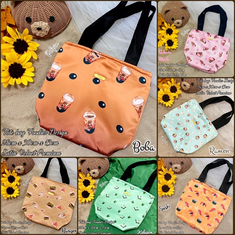 tas tote bag handbag premium foodie limited edition pelpin tas lucu unik motif makanan high quality