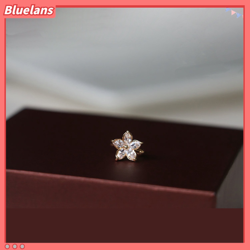 Bluelans Anting Cuff Bentuk U Desain Bunga Bahan Alloy Tidak Pudar Untuk Pesta