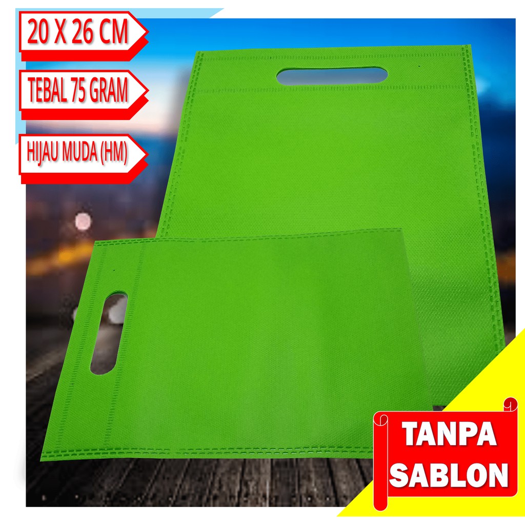 

Tas Spunbond Model Plong 20 x 26 cm warna Hijau Muda (HM)