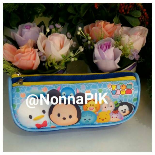 KOTAK PENSIL KULIT 2 SELETING TSUM TSUM/ TEMPAT PENSIL KANVAS TSUMTSUM