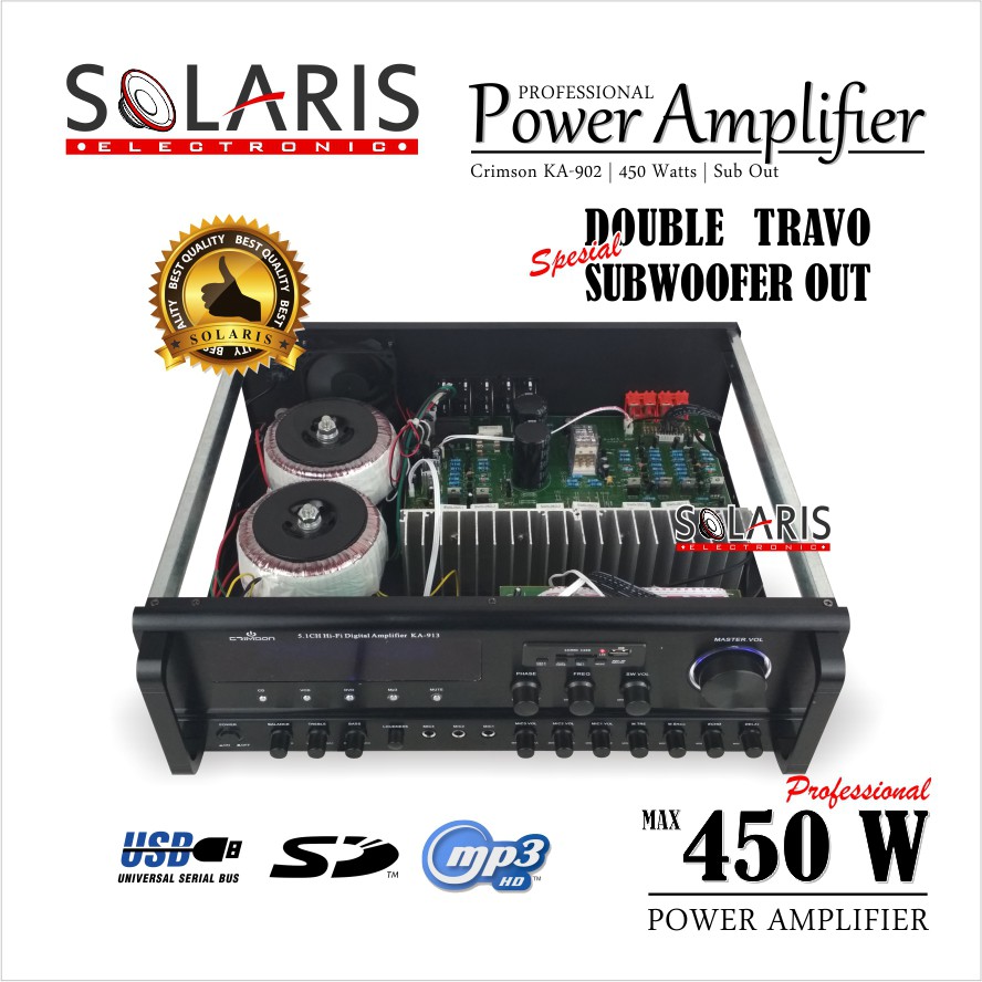 POWER AMPLIFIER 5 Output DOUBLE TRAVO 450 Watt CRIMSON KA-913