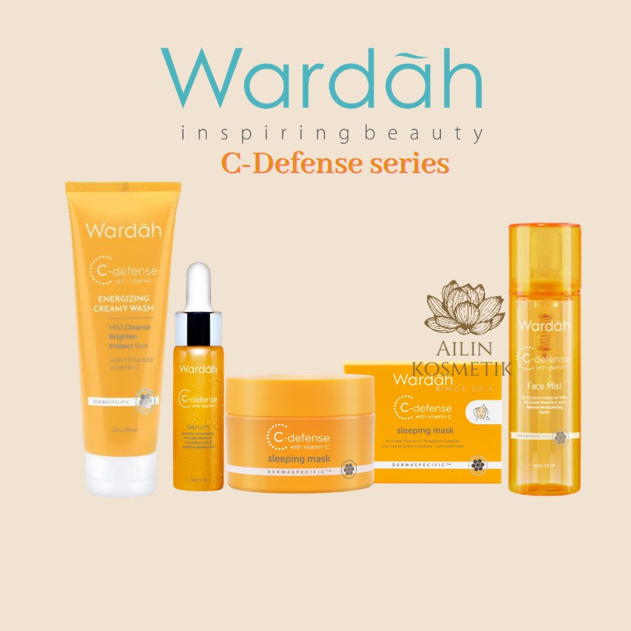 WARDAH C-Defense Series / C Defense Face Mist Creamy Wash Serum Waterclay Mask by Ailin Kosmetik