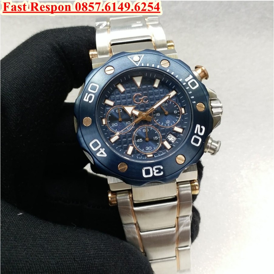 Flash Sale Jam Tangan Pria GC Chronohraph Silver Dial Blue Limited Edition Garansi 1th