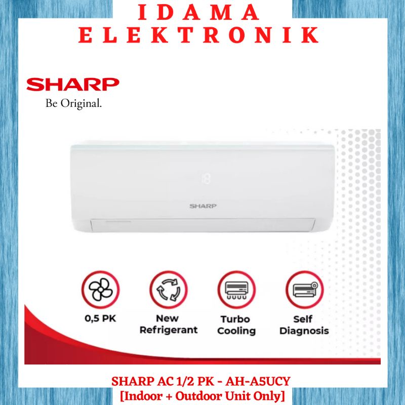 SHARP AC 1/2 PK - AH-A5UCY [Indoor + Outdoor Unit Only]