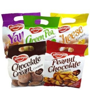 

Naraya cookies biskuit COKLAT CHOCOLATE / KEJU CHEESE/ GREEN PEA / YAM IMPORT 280gr.