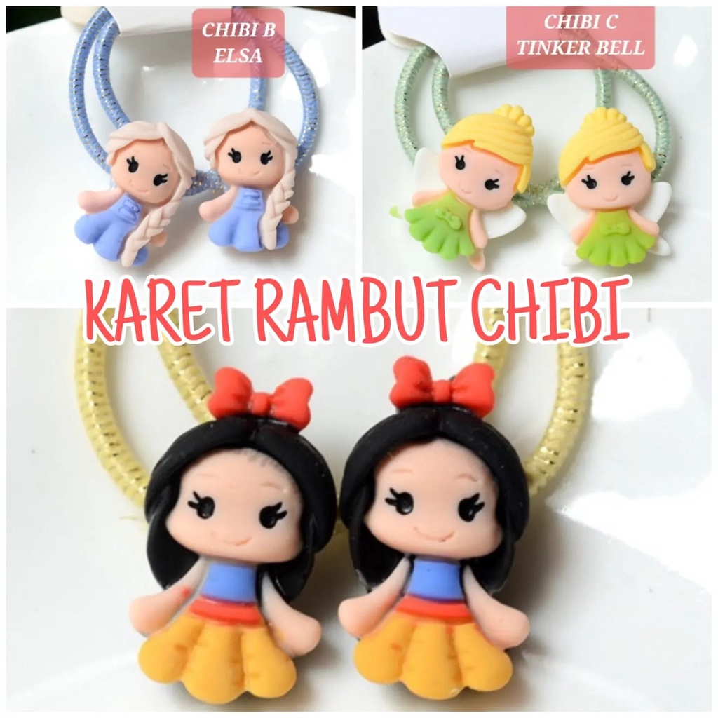 KARET RAMBUT CHIBI PRINCESS ASKSESORIS RAMBUT ANAK CEWEK KOREA IMPORT PERNAK PERNIK KUNCIRAN LUCU