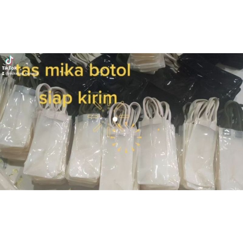 tas mika botol 2 liter warna transparan dop putih hitam