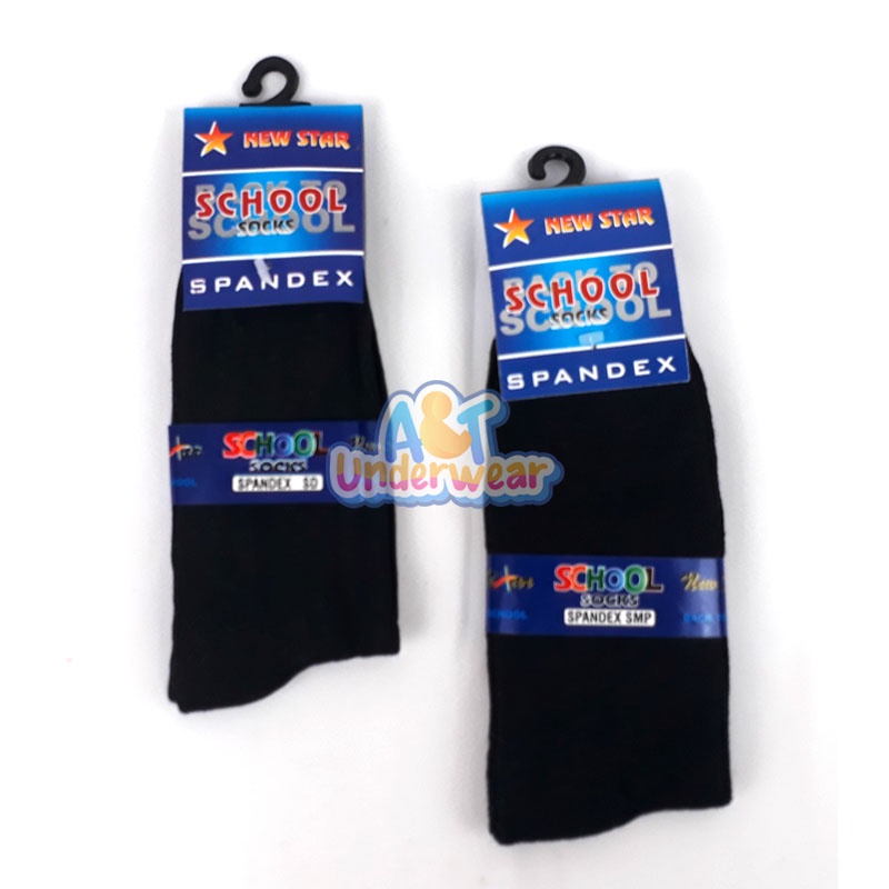 AT166-Kaos kaki Hitam Buat sekolah SD SMP SMA