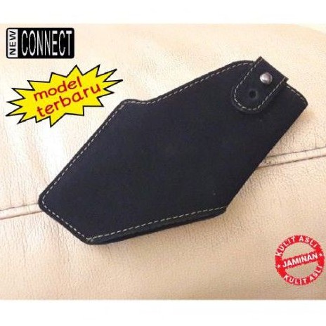 Sarung Hp Pinggang Kulit Asli Diagonal Hitam Suede