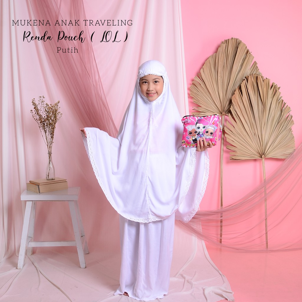 MUKENA BALI TASIK - MUKENA ANAK KATUN RAYON RENDA TRAVELING POUCH