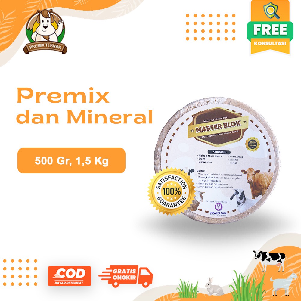 MASTER BLOK 500 GRAM (New Formula) - Mineral Blok Kambing Domba Masternya Mineral Block Ternak Master Block