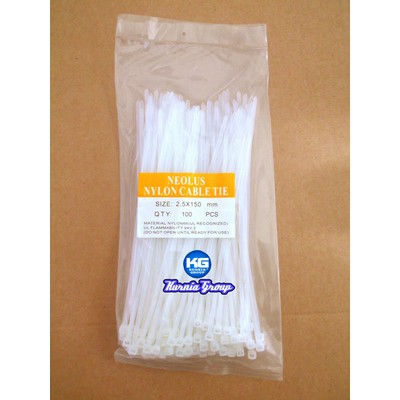 KABEL TIES PANJANG 15cm  SIZE 2.5X150MM PUTIH NYLON CABLE TIE 100pc PENGIKAT KABEL TIS 15 CM