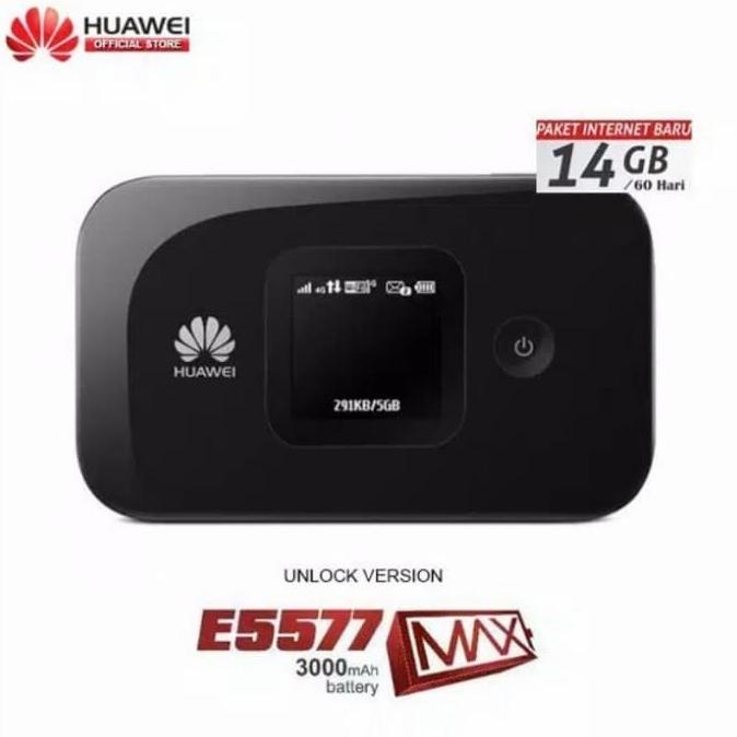 Modem Huawei E5577 MAX WiFi 4G Unlock ALL Operator MiFi TELKOMSEL 14GB