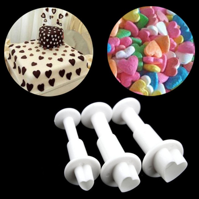 Fondant Plunger Cutter  - Cetakan Fondant Heart Shape (3pcs)