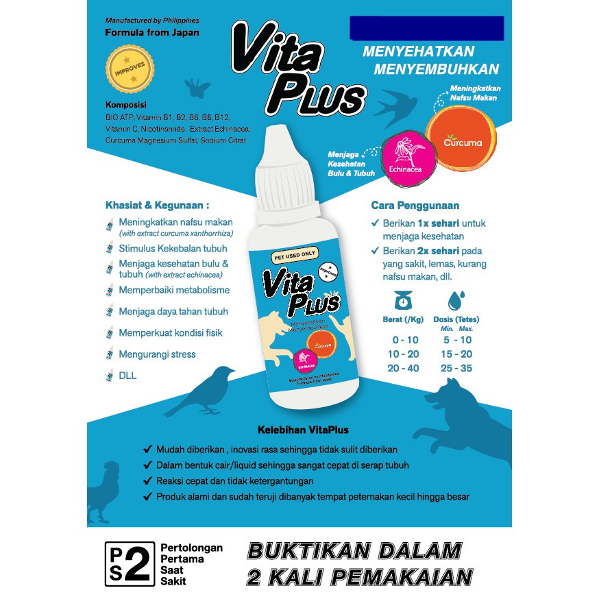 VITAPLUS 30 ML Vitamin Kucing Anjing Kelinci Multivitamin Vita Plus 30 ml