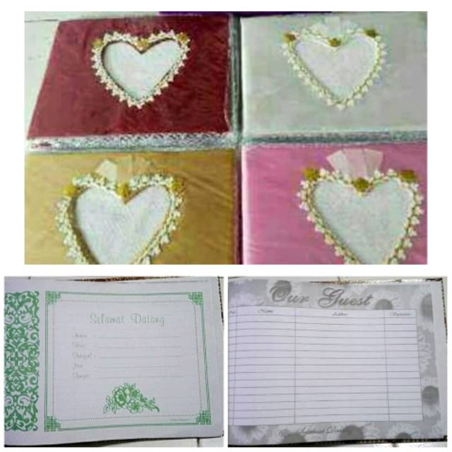 

Souvenir buku tamu renda love dan pulpen cantik