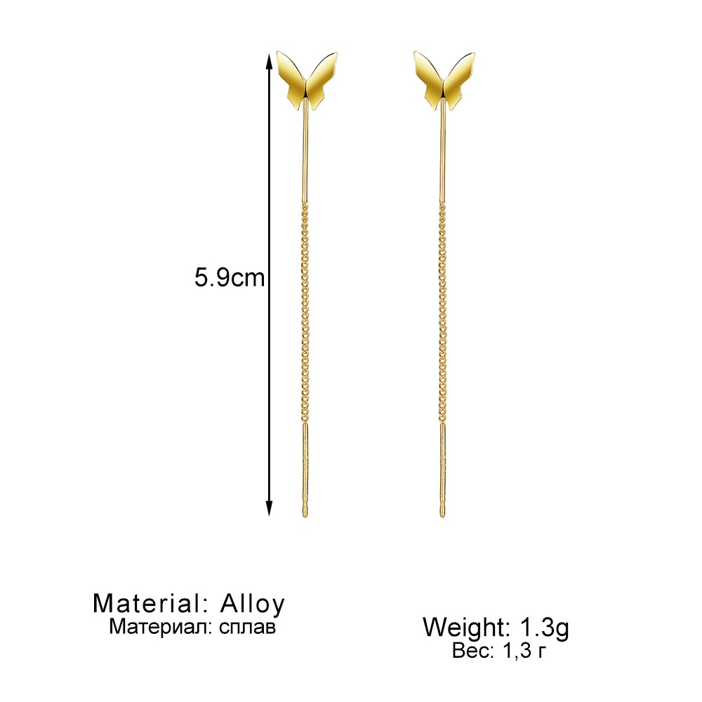 Anting Tusuk Gantung Wanita Desain Kupukupurumbai Panjang Warna Silver Untuk Musim Panaspesta 2022