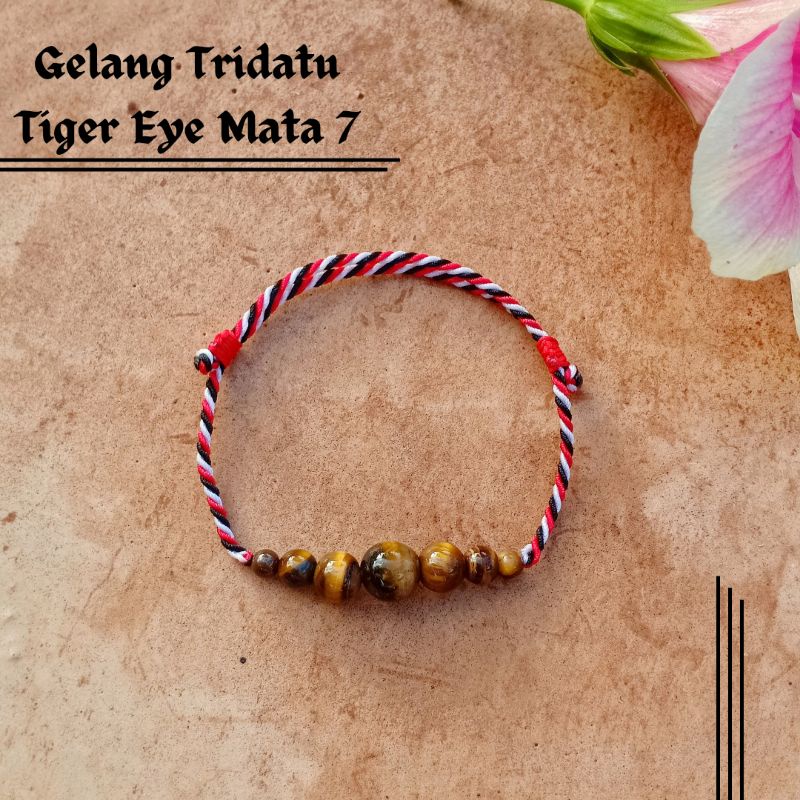 Gelang Tridatu Tiger Eye Mata 7 / Gelang Tridatu Murah / Gelang Batu Alam / Gelang Pria Murah / Gelang Tiger Eye / Oleh Oleh Bali Murah / Tridatu Khas Bali Murah / Gelang Tridatu Khas Bali / Tridatu Custom Murah / Kado Cowok / craftdewata