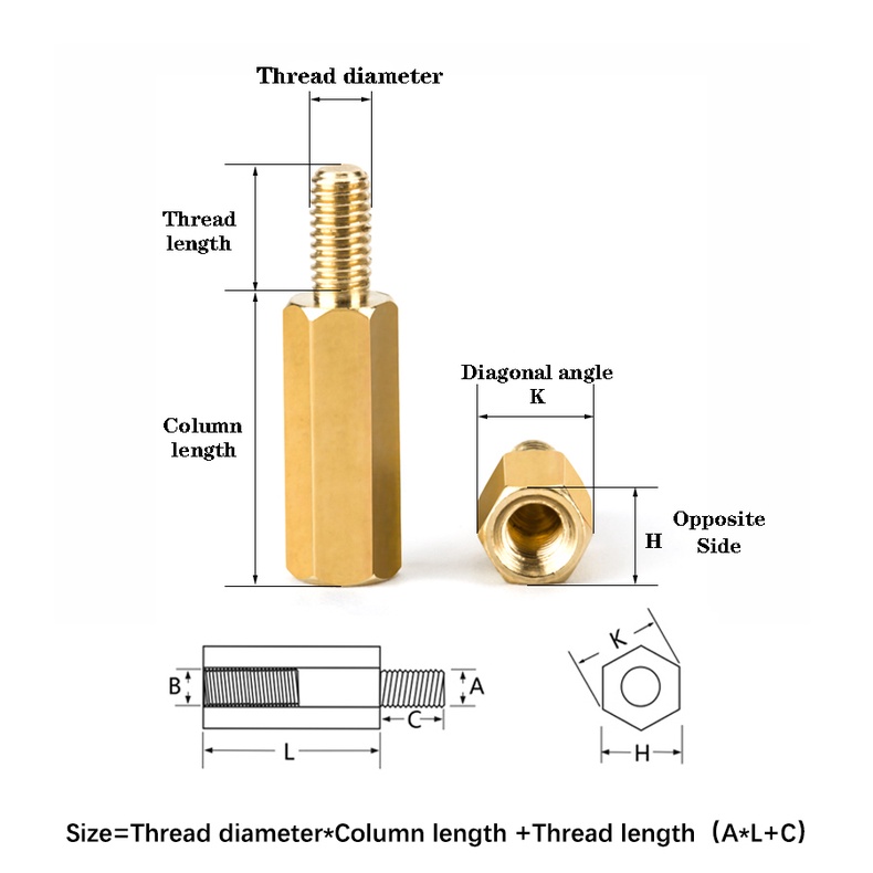 Spacer speser kuningan Penyangga  besi METAL LOGAM Dudukan COPPER PCB M3 20mm 20 mm 2cm 2 cm Hex hexagonal Screw M3x20+6