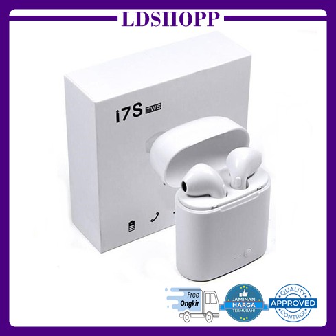 LDS EARPHONE BLUETOOTH i7S TWS WITH CHARGER CASE / HEADSET BLUETOOTH IMPORT / AIRPOD WIRELESS--