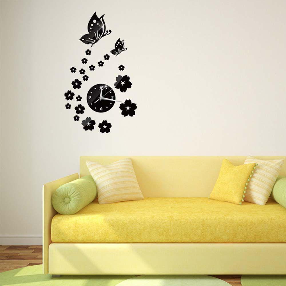 Augustina Jam Dinding 3D Modern DIY Mirror Acrylic Surface Wall Decor