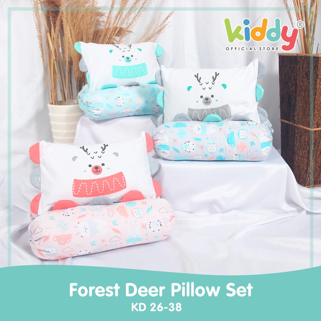 Kiddy Set Bantal Dan Guling Bayi Motif Forest Deer / Baby Pillow Set 26038