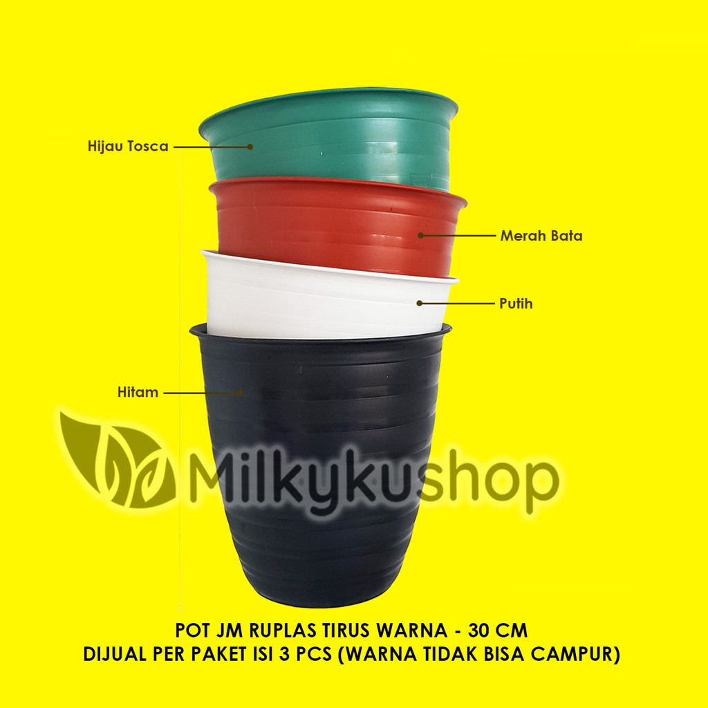 POT JM RUPLAS 30 TIRUS WARNA 30 CM - PAKET 3 PCS - POT BUNGA TANAMAN