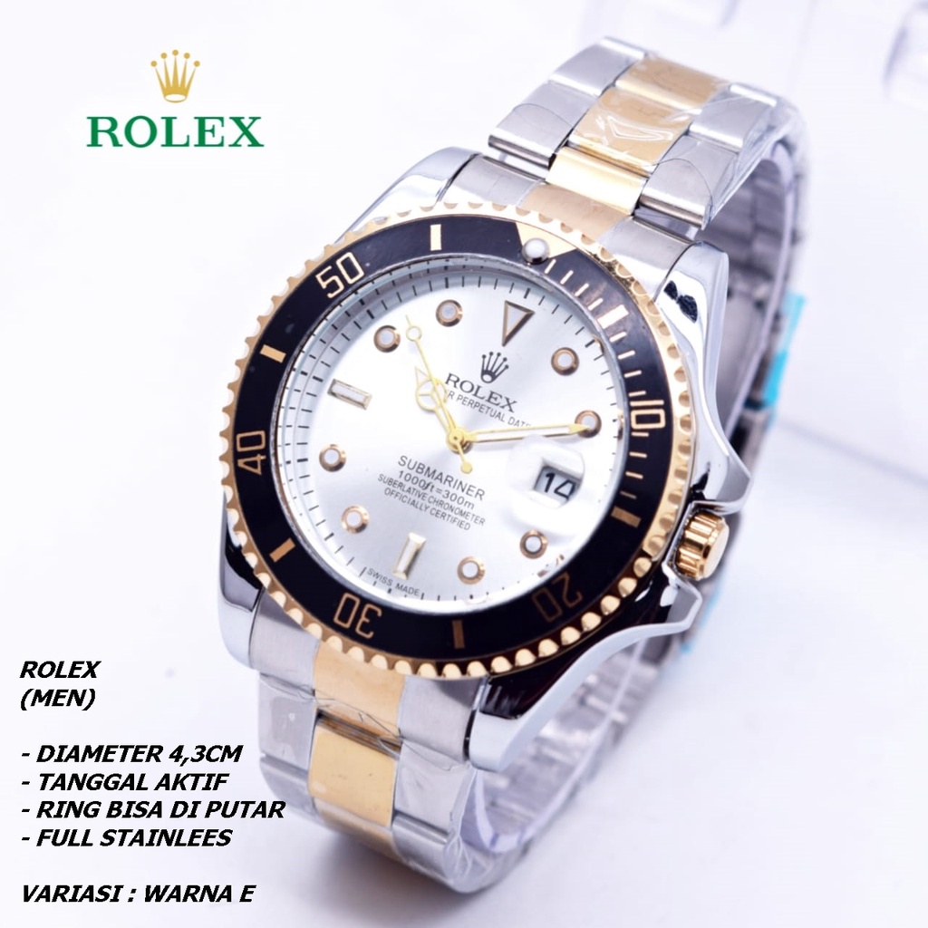 JAM TANGAN PRIA FASHION RANTAI BODY BULAT TANGGAL AKTIF