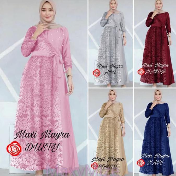 Pengiriman Cepat Maxi Dress Brukat Mayra ~SF STOK TERBATAS
