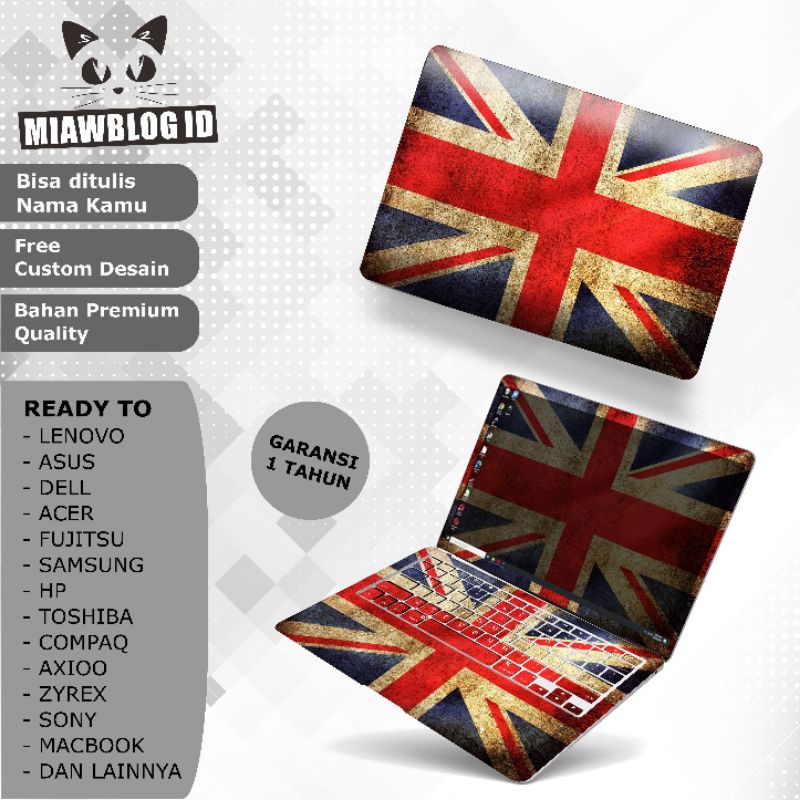 Garskin Laptop Custom Full Body English Flag