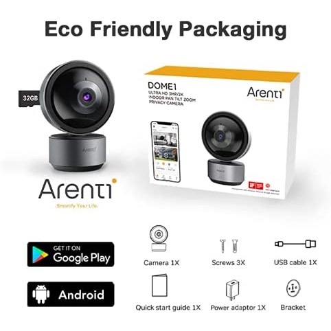 ARENTI DOME1 CCTV 2K Pan Tilt WiFi IP Security Camera