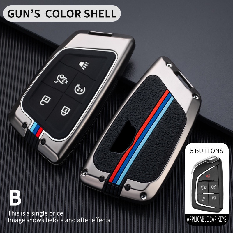 Case Holder Kunci Remote Mobil Keyless 5 Tombol Bahan Zinc Alloy Untuk Cadillac CT5 2019 2020