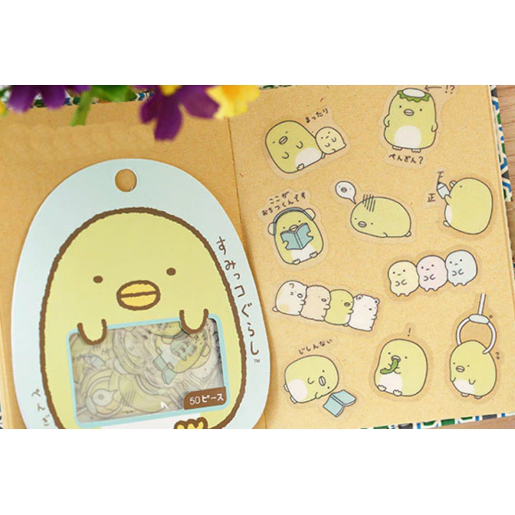 

San-X Sumikko Gurashi Clear Tonkatsu Flake Sticker Blue