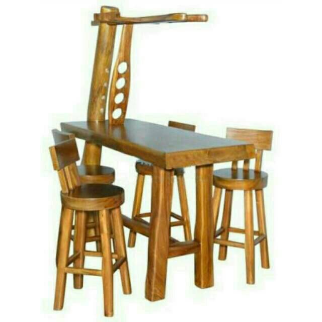 Kursi Meja Bar Kayu Trembesi