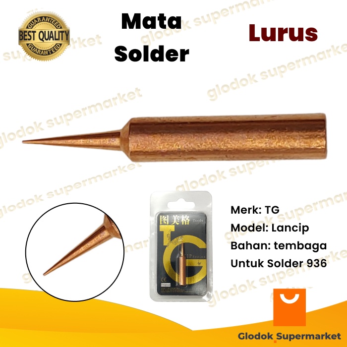 Mata Solder Tembaga TG model Lurus 936 Lancip Runcing