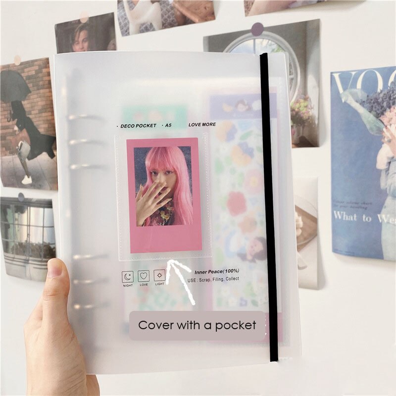 A5 Binder Cover Photo Album Cards Organizer Notebook Cover Stickers Photocard Collection Book