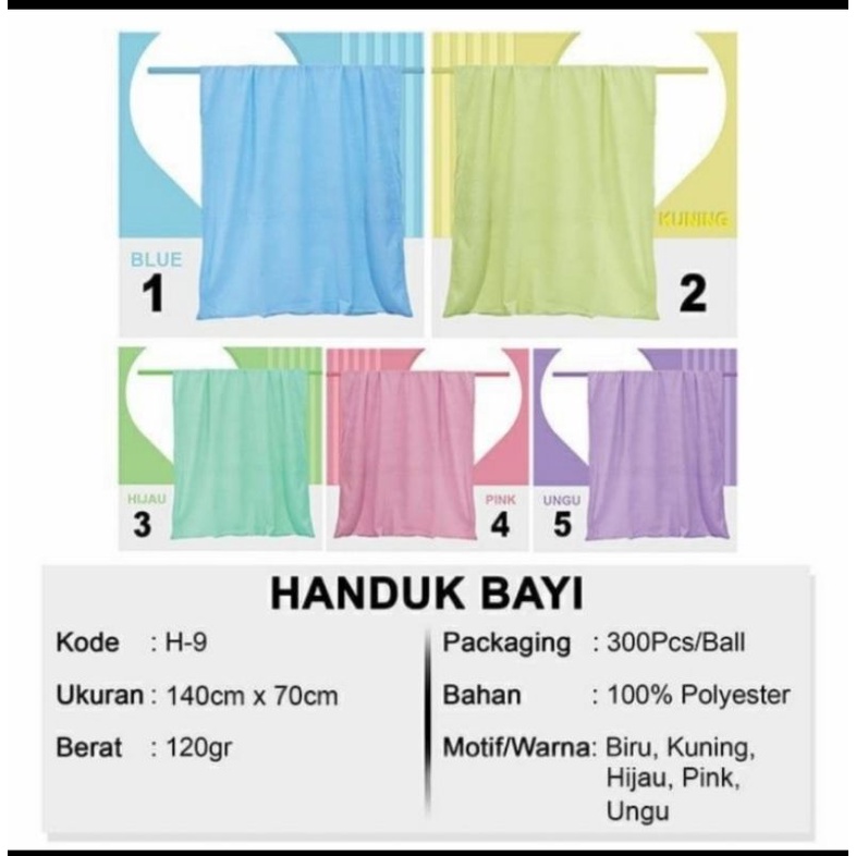 Handuk Bayi Lembut - Handuk Bayi Polos Bisa Dipakai Dewasa 140 x 70