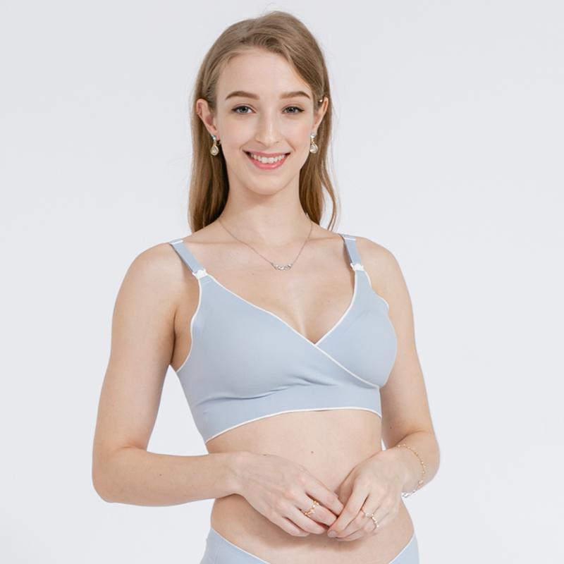 Bra Menyusui & Hamil | MOOIMOM Comfort Crossover Maternity & Nursing Bra-Blue