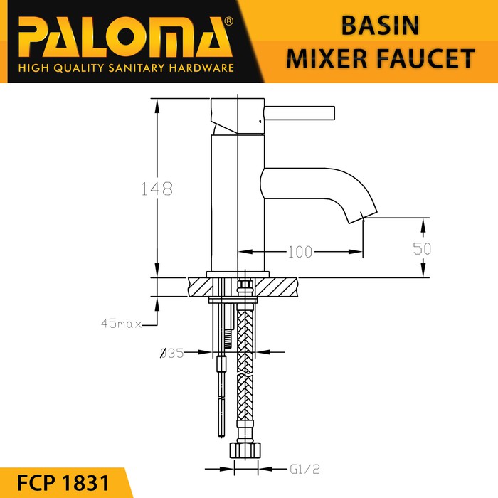 PALOMA FCP 1831 Keran Mixer Wastafel Cuci Tangan Panas Dingin Kran Air