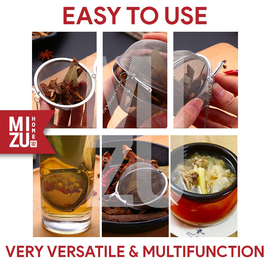 MIZU SAENGGANGCHA Tea Infuser Ball Saringan Teh Rempah Spice Seasoning Strainer FULL 304 STAINLESS-3
