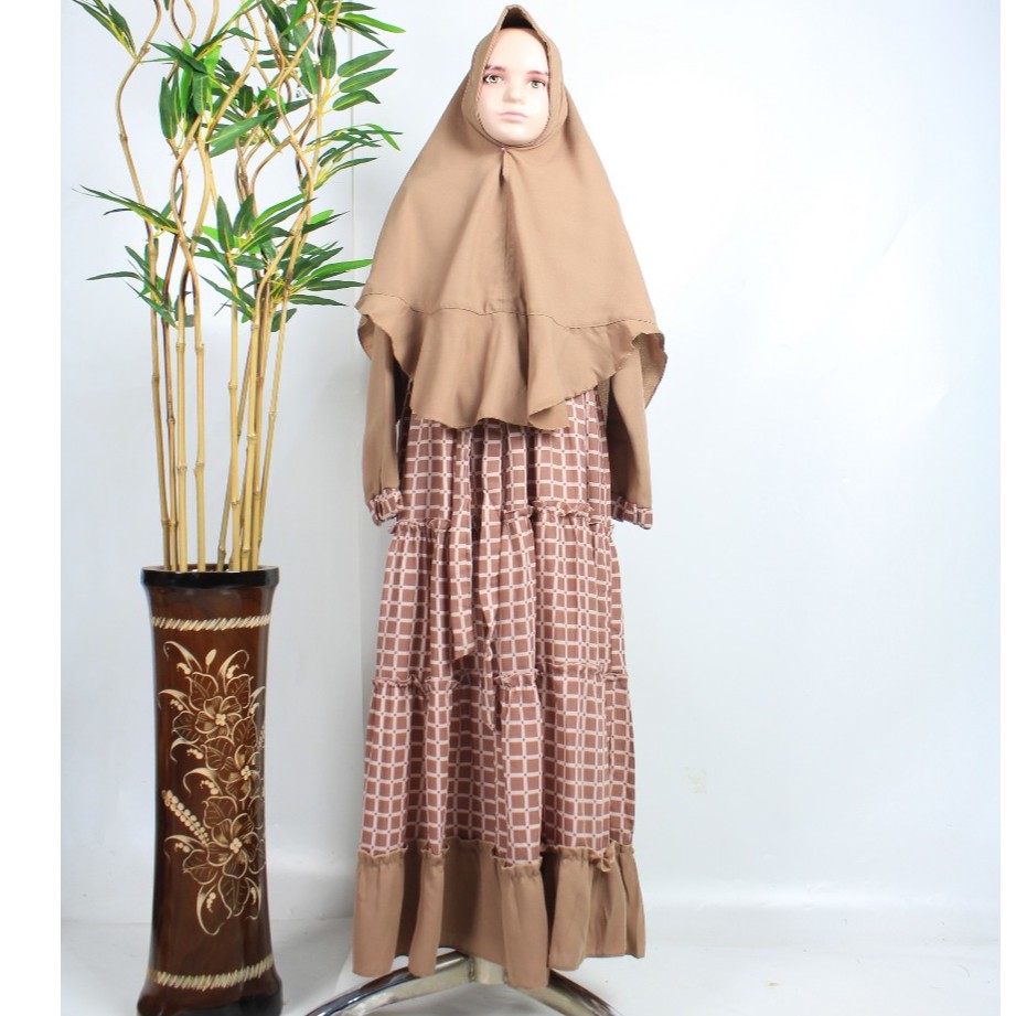 gamis anak tanggung set khimar alesha serut canda