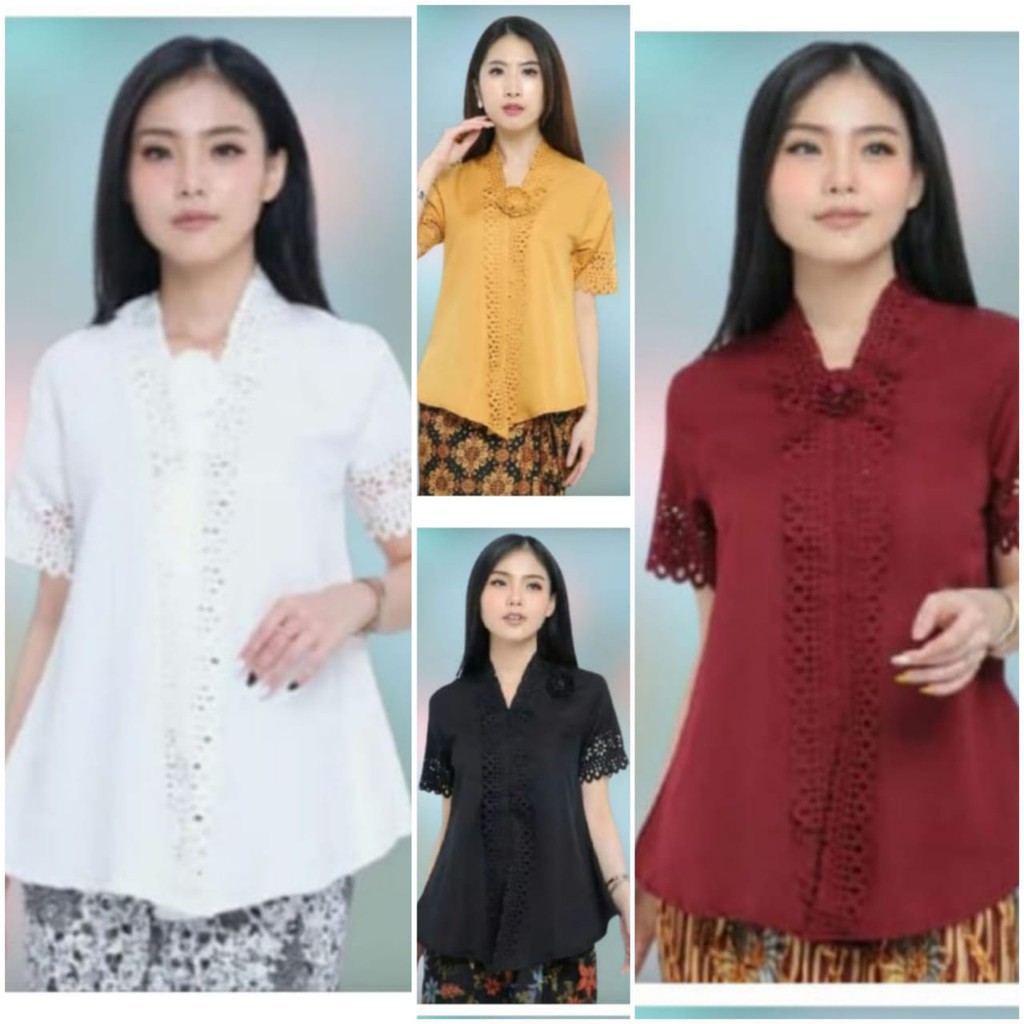 Promo Kebaya Encim Modern Laser Carca Lengan Pendek Cut Good Qualiti