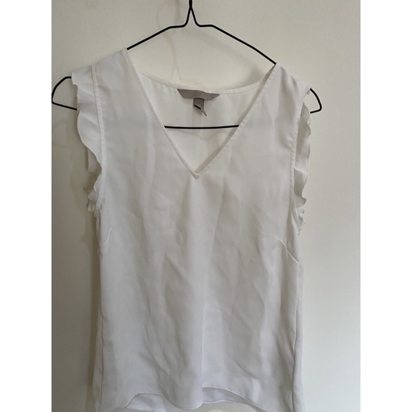 preloved hnm blouse v neck white