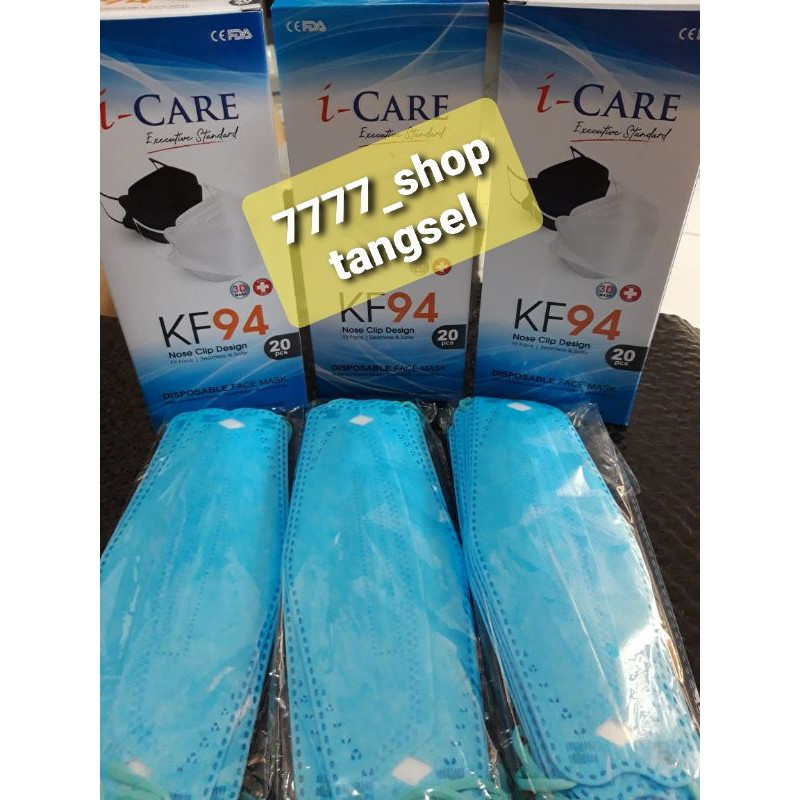 Masker KF94 iCare ( BIRU ) 3D NoseClipDesign, mirip seperti convex sensi dan evo/ 10pcs