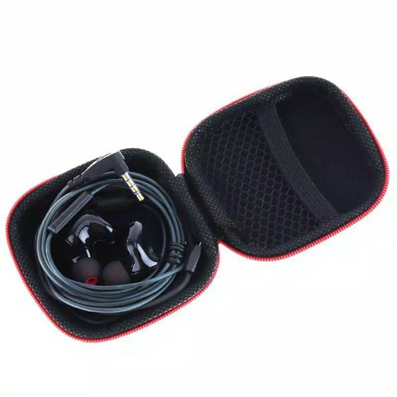 Pouch headset earphone polos kombinasi - kotak headset